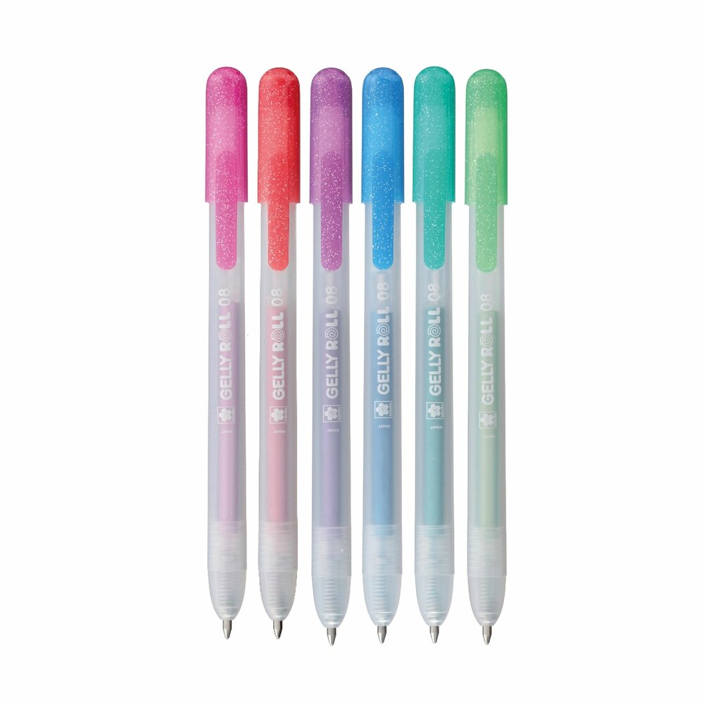 6 x Metallic Mix Sakura Retractable Gelly Roll (klikpen) Set T6