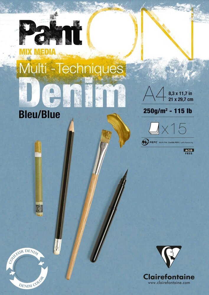A4 Paint'ON Denim 15 vellen 250 grams van Clairefonaine
