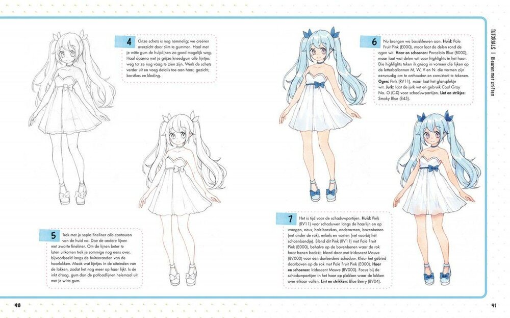 Voorbeeldpagina met manga tutorial &ndash; uitleg over ogen en gezichtsuitdrukkingen tekenen 2