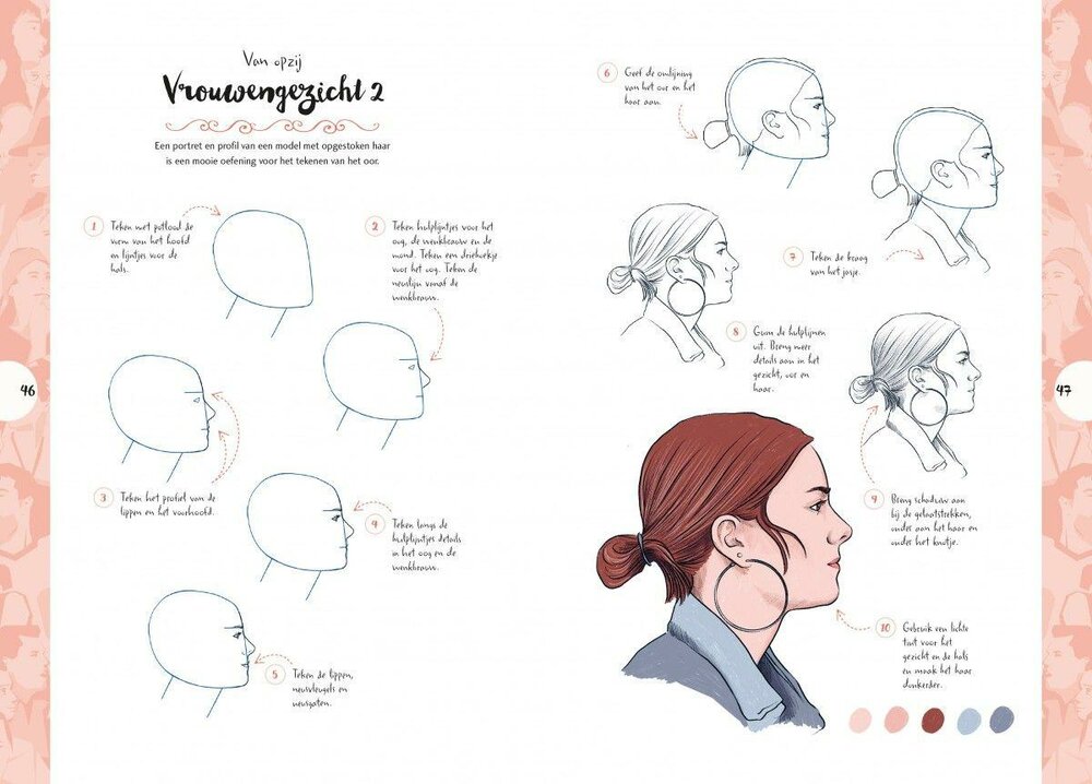 Voorbeeldpagina uit Mensen tekenen in 10 stappen met uitleg en schetsopbouw 5