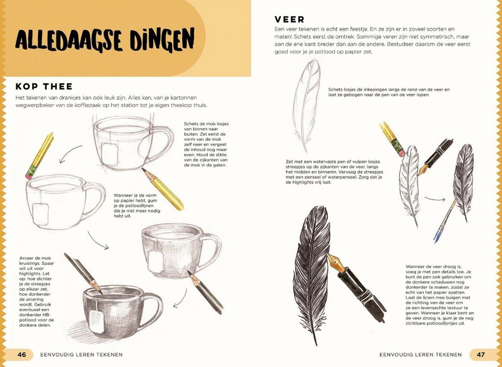 Voorbeeldpagina uit Eenvoudig leren tekenen met duidelijke stap voor stap uitleg 3