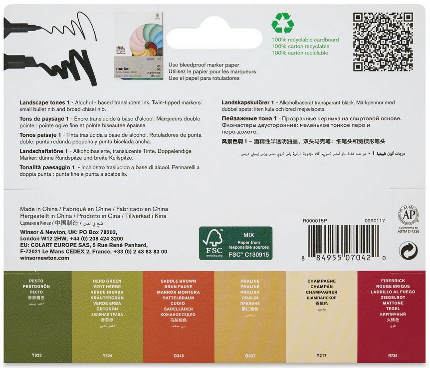 Promarker 6 x Landscape Tones van Winsor &amp; Newton Set 117