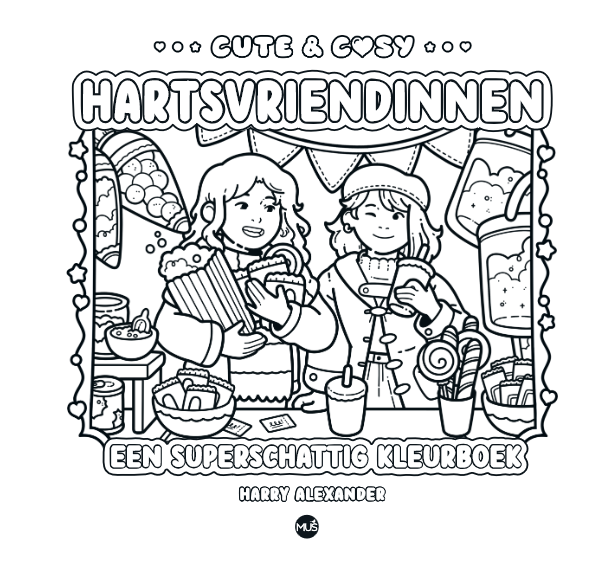 Bladzijde voorbeeld 2 Cute &amp; Cosy: Hartsvriendinnen kleurboek met 30 schattige illustraties over vriendschap