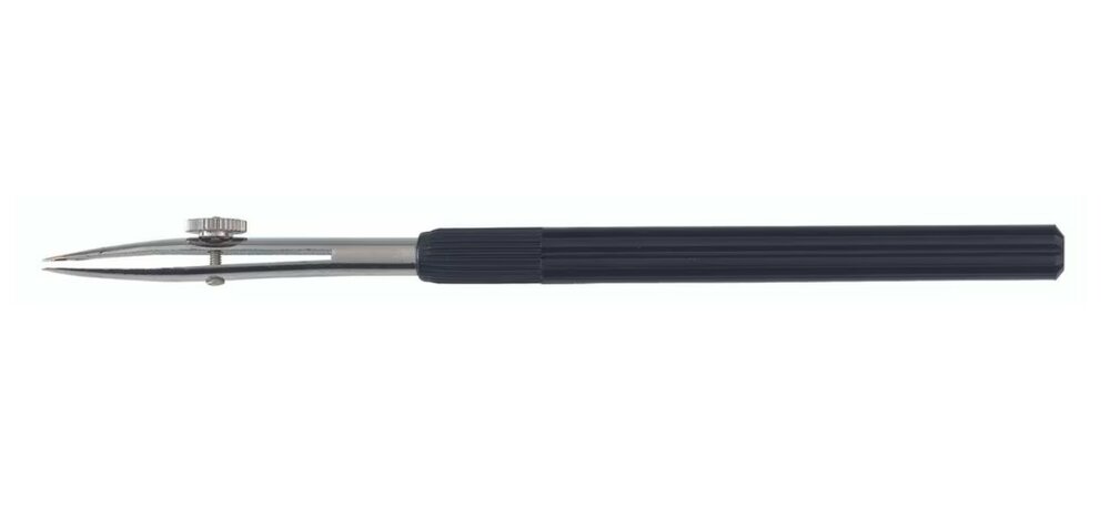 Zijaanzicht van de Aristo trekpen 116mm (AR-59820) met een zwart kunststof handvat, roestvrijstalen veer en stelschroef. AR-598