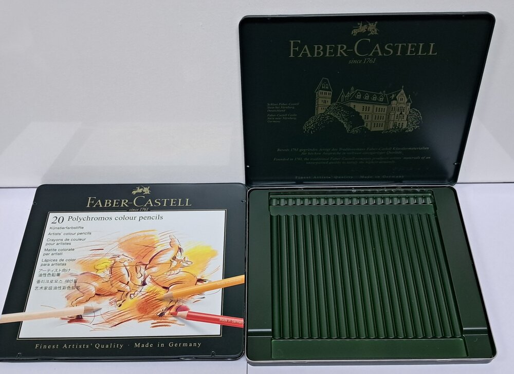 Leeg Potloden blik voor 20 (Polychromos) potloden van Faber Castell 