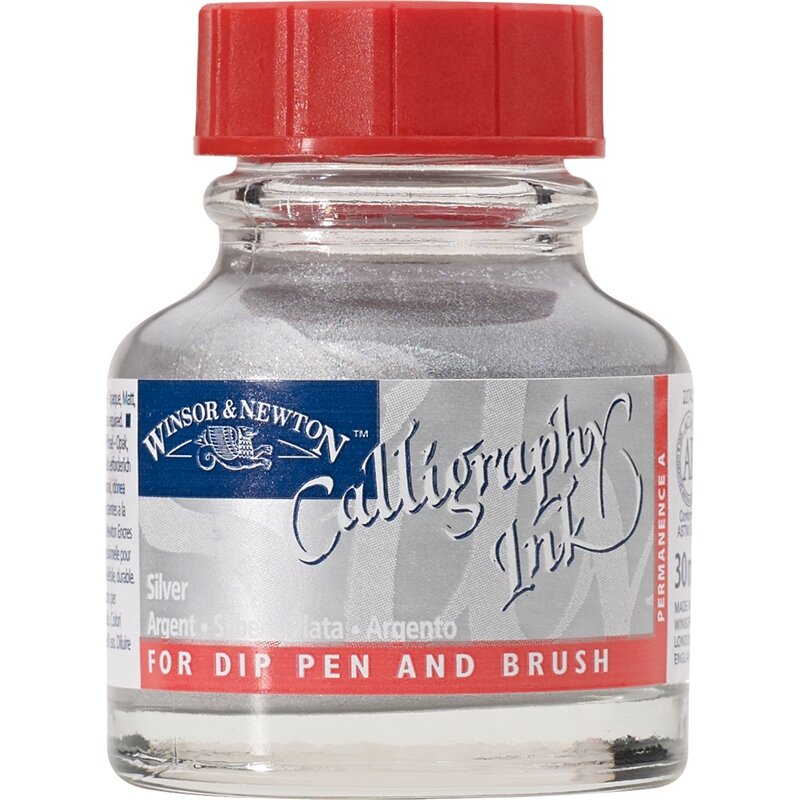 Silver Calligraphy Ink van Winsor &amp; Newton 30 ML Kleur 617