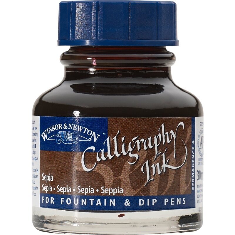 Sepia Calligraphy Ink van Winsor &amp; Newton 30 ML Kleur 609