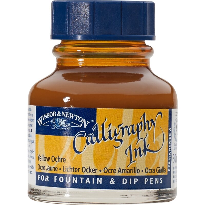 Yellow Ochre Calligraphy Ink van Winsor &amp; Newton 30 ML Kleur 744
