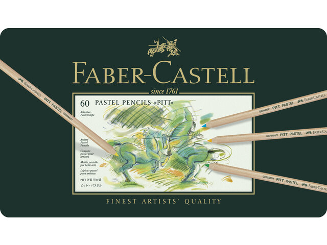 Pastelpotloden metalen etui &agrave; 60 st. Faber-Castell Pitt Alle 60 kleuren in 1 metalen etui.