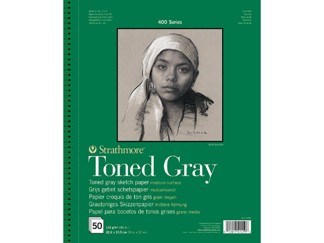 Strathmore 400 Grijsgetint 'Toned Grey' Schetspapier 50 vellen 118 gram 22,9 x 30,5 cm