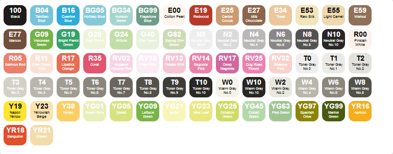 Copic 72 Sketch Markers Selectie C