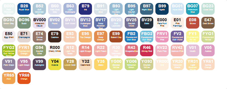 Copic 72 Sketch Markers Selectie D