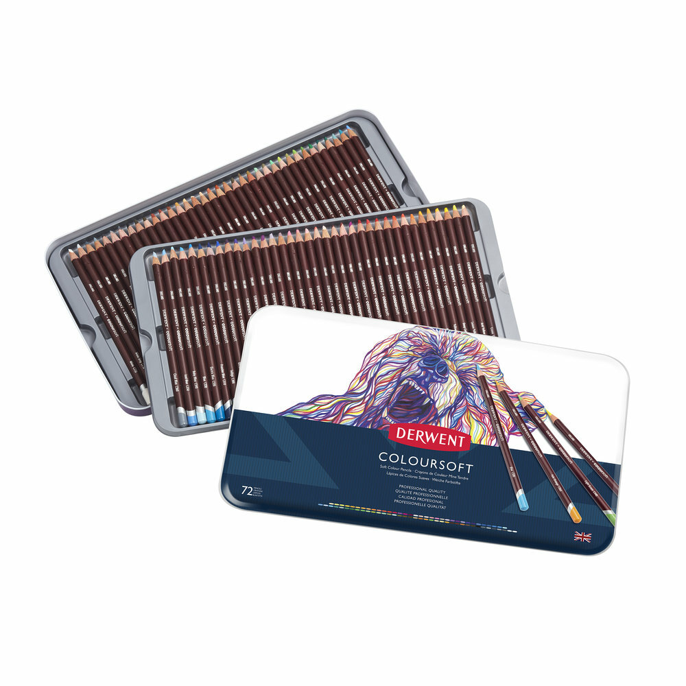 Derwent Coloursoft Set 72 kleurpotloden in metalen etui