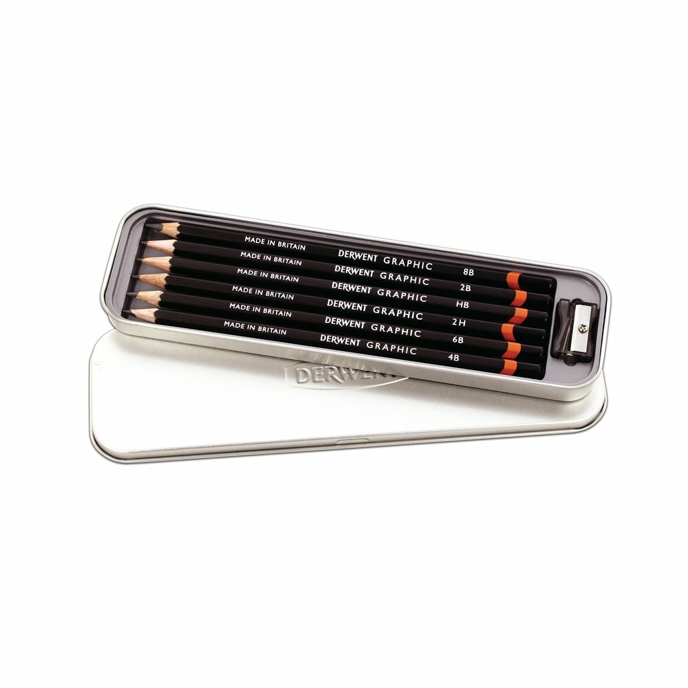 Graphic set 6 potloden en puntenslijper Derwent