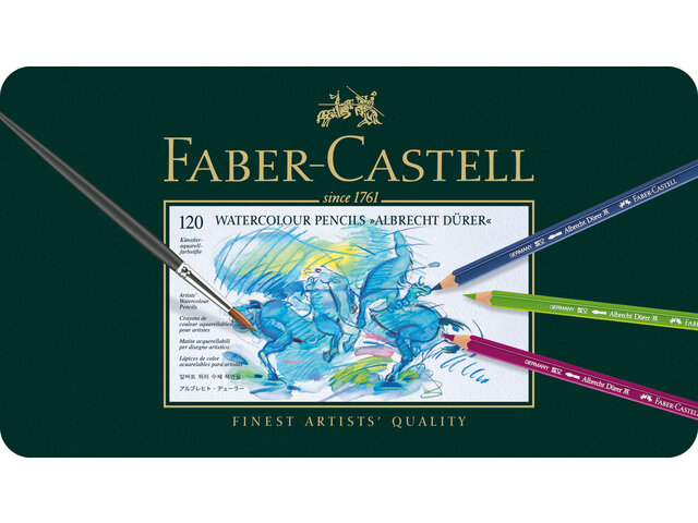Albrecht D&uuml;rer Metalen etui met 120 Aquarelpotloden Faber-Castell