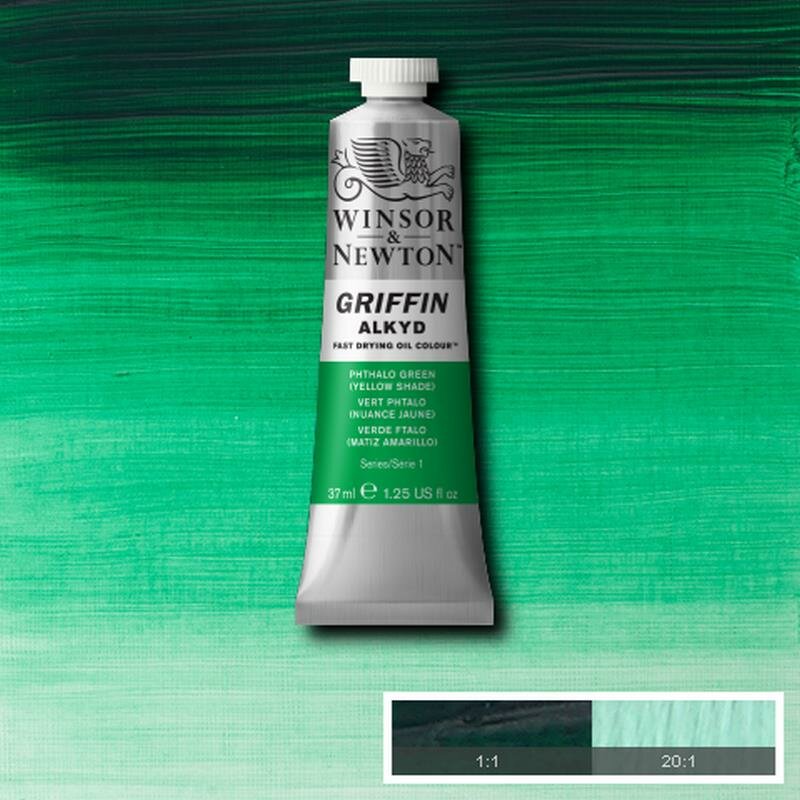 Griffin Alkyd Phthalo Green (Yellow Shade) Winsor &amp; Newton 37 ML Kleur 521