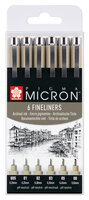 Sakura Pigma Micron Etui 6 fineliners Zwart