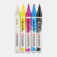 Set van 5 Primair kleuren Ecoline Brushpennen in kunststof etui van Talens