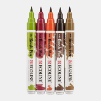 Set van 5 Herfst kleuren Ecoline Brushpennen in kunststof etui van Talens