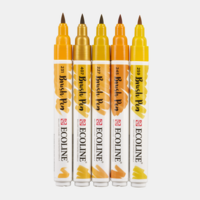 Set van 5 Aarde kleuren Ecoline Brushpennen in kunststof etui van Talens