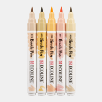 Set van 5 Beige roze kleuren Ecoline Brushpennen in kunststof etui van Talens