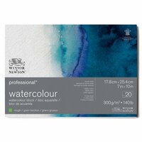 17,8 x 25,4 cm - 20 vellen Professional Aquarelblok 4-zijdig gelijmd 300 gram Rough / Grain Torchon van Winsor &amp; Newton
