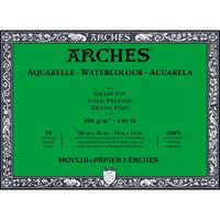 26x36cm Grain Fin / Cold Pressed Aquarelblok van Arches 100 % Katoen 300 grams 20 vellen 4-zijdig gelijmd