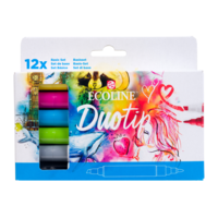 12 Basis kleuren set Ecoline Duotip van Talens Set 800