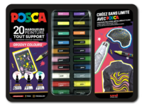 Uni Posca stiften PC-1MC, PC-3M en PC-5m in metalen koffer "Groovy Colours" 20 stuks"