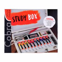 10 x 40 ml basis kleuren + accessoires Cobra Study olieverf in hout kist