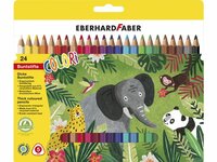 24 Kleurpotloden (5mm) Eberhard Faber Jumbo driekantig in kartonnen etui
