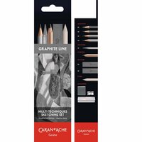 Set van 5 Graphite / Grafiet potloden 3 stiften &amp; accessoires Caran d'Ache Grafwood