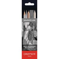 Set van 5 Graphite / Grafiet potloden 3 stiften &amp; accessoires Caran d'Ache Grafwood