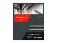 Set van 14 Graphite / Grafiet potloden "Sketching" Caran d'Ache Grafwood