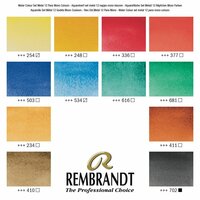 12 napjes + penseel Monogepigmenteerde Kleuren set Rembrandt Professionele Aquarelverf kleurenkaart van de set