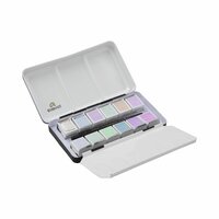 Inhoud van de set kleuren zichtbaar 12 napjes + penseel Specialty Kleuren set Rembrandt Professionele Aquarelverf