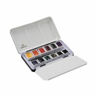 Inhoud set (opgeklapt): 12 napjes + penseel Oxydzwart Mengkleuren set Rembrandt Professionele Aquarelverf12 napjes + penseel Ox