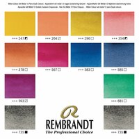 Kleurenkaart van set: 12 napjes + penseel Oxydzwart Mengkleuren set Rembrandt Professionele Aquarelverf