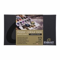 Voorkant van set: 12 napjes + penseel Oxydzwart Mengkleuren set Rembrandt Professionele Aquarelverf