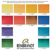 Kleurenkaart van set: 12 napjes + penseel Landschapsselectie set Rembrandt Professionele Aquarelverf