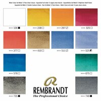 Kleurenkaart van set: 12 napjes + penseel Urban Cityscape set Rembrandt Professionele Aquarelverf