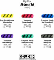 Kleurenkaart van de 6 x 30 ML Golden High Flow Airbrush Set