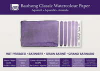 150 x 210 mm 4-zijdig verlijmd 300 grams Hot Pressed Grain Satine Glad Baohong Classic 100 % katoen aquarelpapier Blok 20 vel
