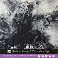 400 x 400 mm 4-zijdig verlijmd 300 grams Hot Pressed Grain Satine Glad Baohong Masters Choice Nicolas Lopez 100 % katoen aquarelpapier