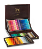 Houten kist met 120 kleuren Caran d'Ache Classic Pablo Set 920 (inhoud kist open)