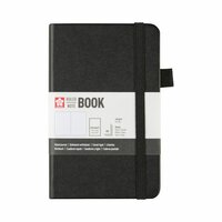 Pocket notitieboek 9 x 14 cm, 80 vellen gelijnd papier, zwarte harde kaft &ndash; Sakura