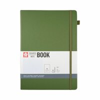A4 notitieboek, 80 vellen geruit papier, dennengroene harde kaft &ndash; Sakura