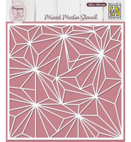 Origami Stars stencil Nellie&rsquo;s Choice MMS4K-070 &ndash; herbruikbaar geometrisch sjabloon 150x150 mm voor creatieve toepassingen