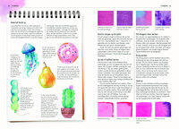 Voorbeeldpagina uit Aquarelleren in 4 stappen met schets, kleurenselectie en stap‑voor‑stapinstruct