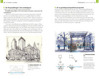 Voorbeeldpagina met urban sketch en schetstip &ndash; leer snel tekenen op locatie met heldere uitleg